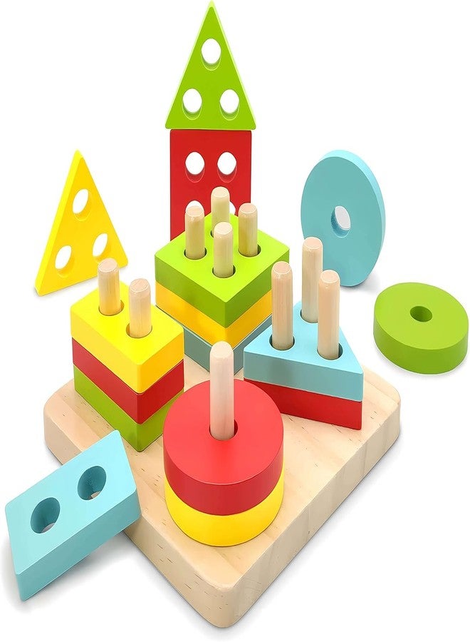 JBM ENTERPRISE Educational Shape Sorting Puzzle Toy with Colorful Wooden Blocks for Kids, Toddlers and Preschoolers | Learning Shapes | Counting Colours - Image 1